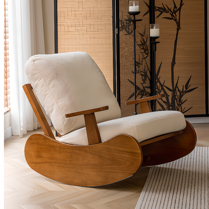 Black/Jade Green/Ivory Art Deco Upholstered Rocking Armchair with Recessed Arm - image 8