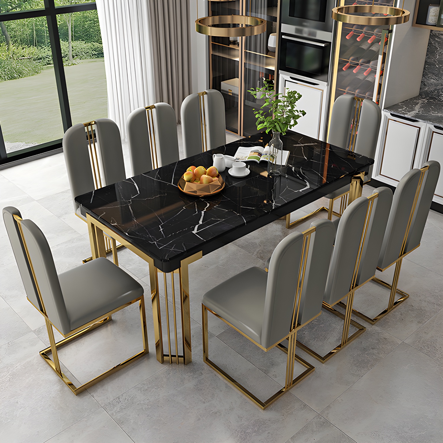 Modern 1/2/7/9 Pieces Dining Set Marble Dining Furniture Set /Separate Items - image 10