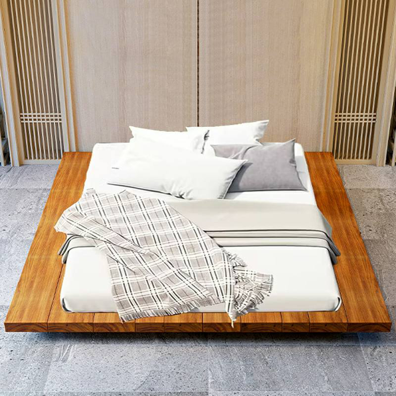 Solid Color Natural Color Wooden Frame Pallet Bed Frame Bedroom