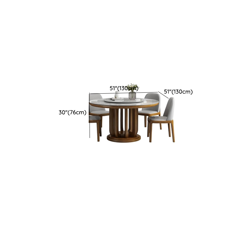 Circular Slate Dining Table Set with Stump Base, Upholstered Chairs, Back, and Chalk Color for 11 Pieces or More Set/7 Piece Set/5 Pieces - image 6