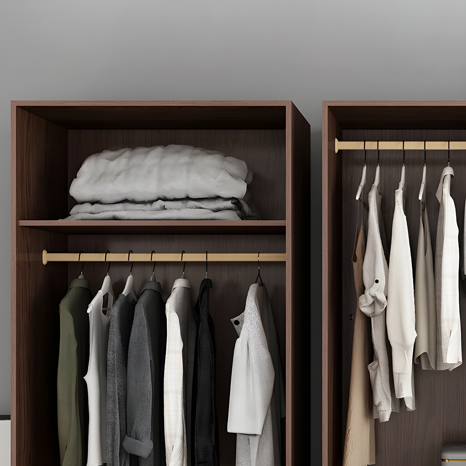 Contemporary Wardrobe with Garment Rod Engineered Wood Wardrobe Closet - image 8