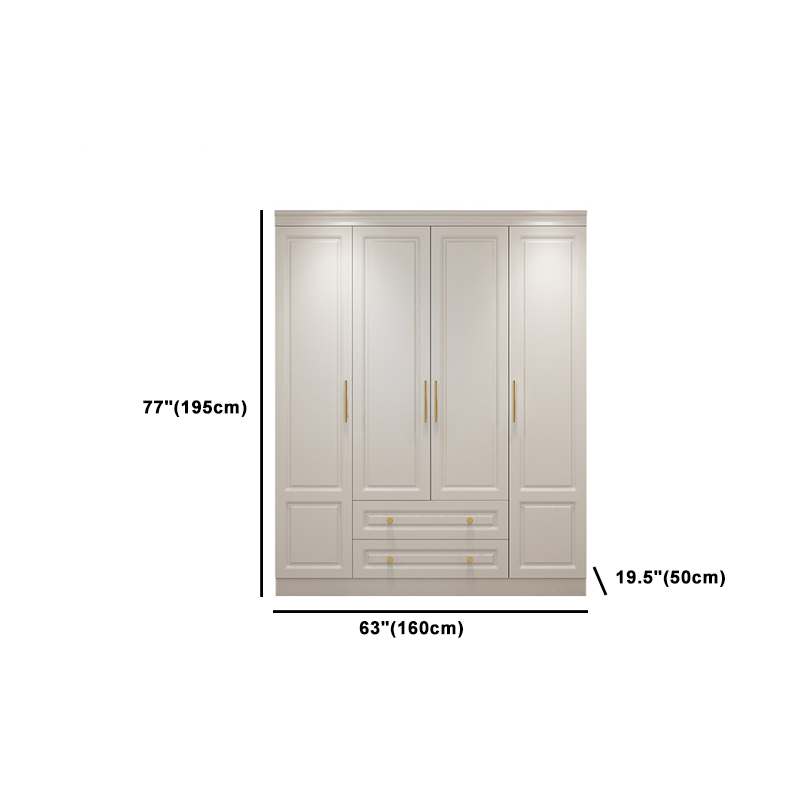 Art Deco Chalk Manufactured Wood Free Standing Interior Shelves Wardrobe with Soft Close Drawer and Hanging Rod - image 15