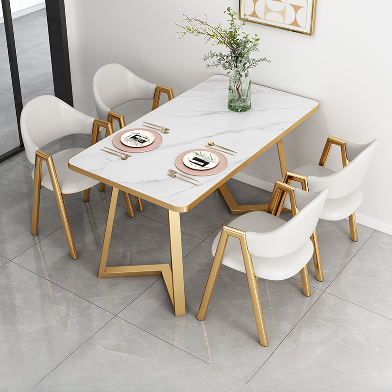 Glamorous Stone Top Sleigh Base Dining Table Set - image 17