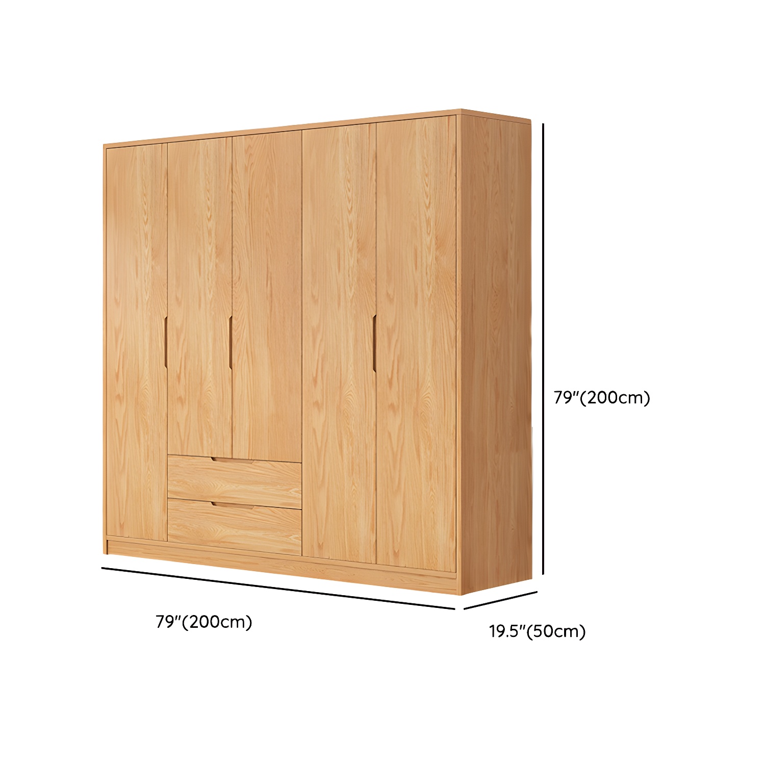 Modern Natural Wood Wardrobe Armoire with Sliding Doors, Drawers, and Shelves - image 112