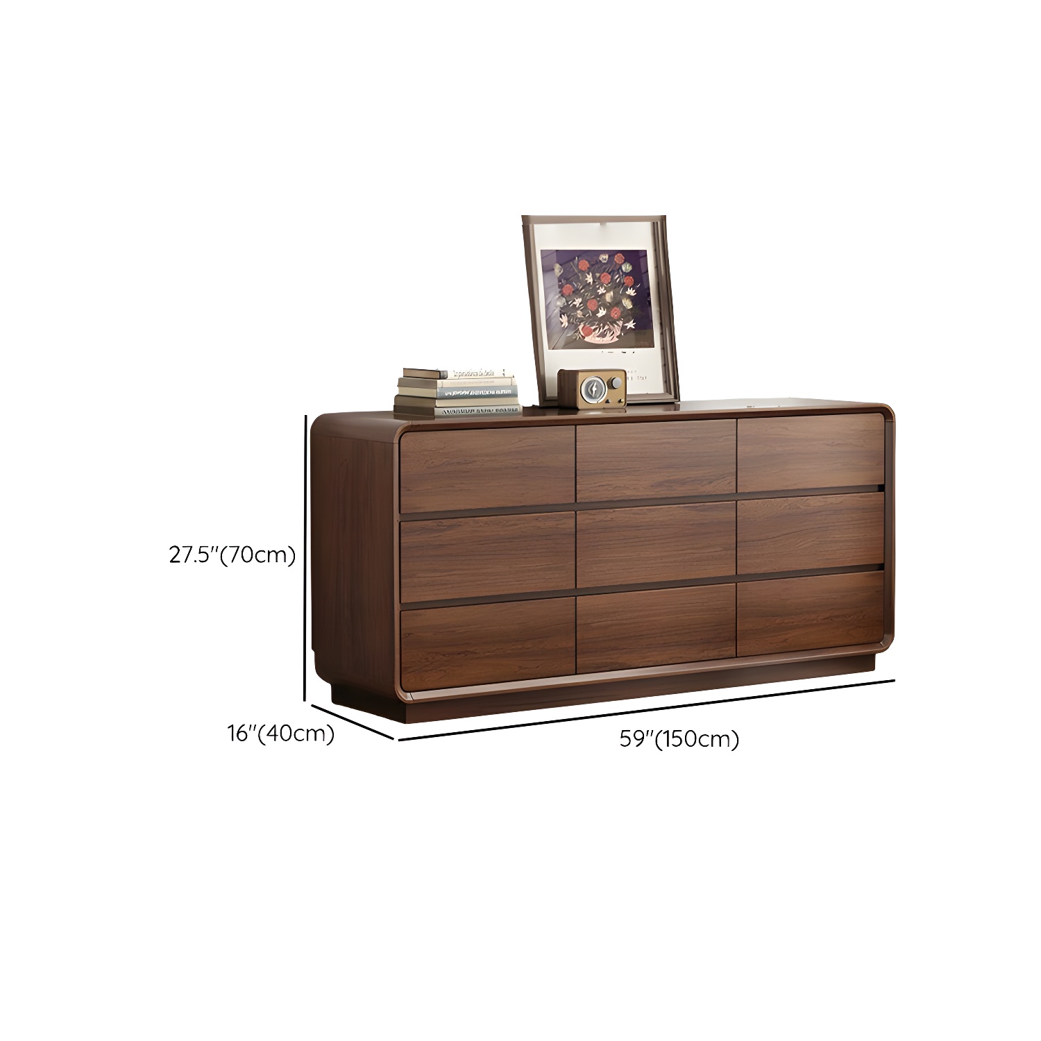 Drawers Included Rubber Wood Chest Brown Wood Grain Design for Home - image 22