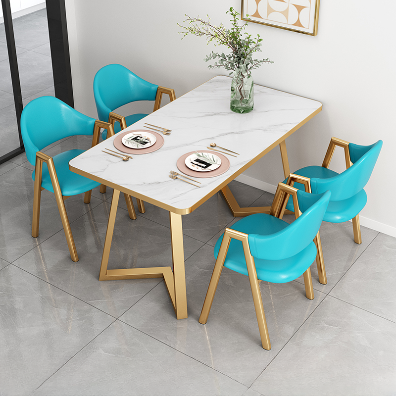 Glamorous Stone Top Sleigh Base Dining Table Set - image 4