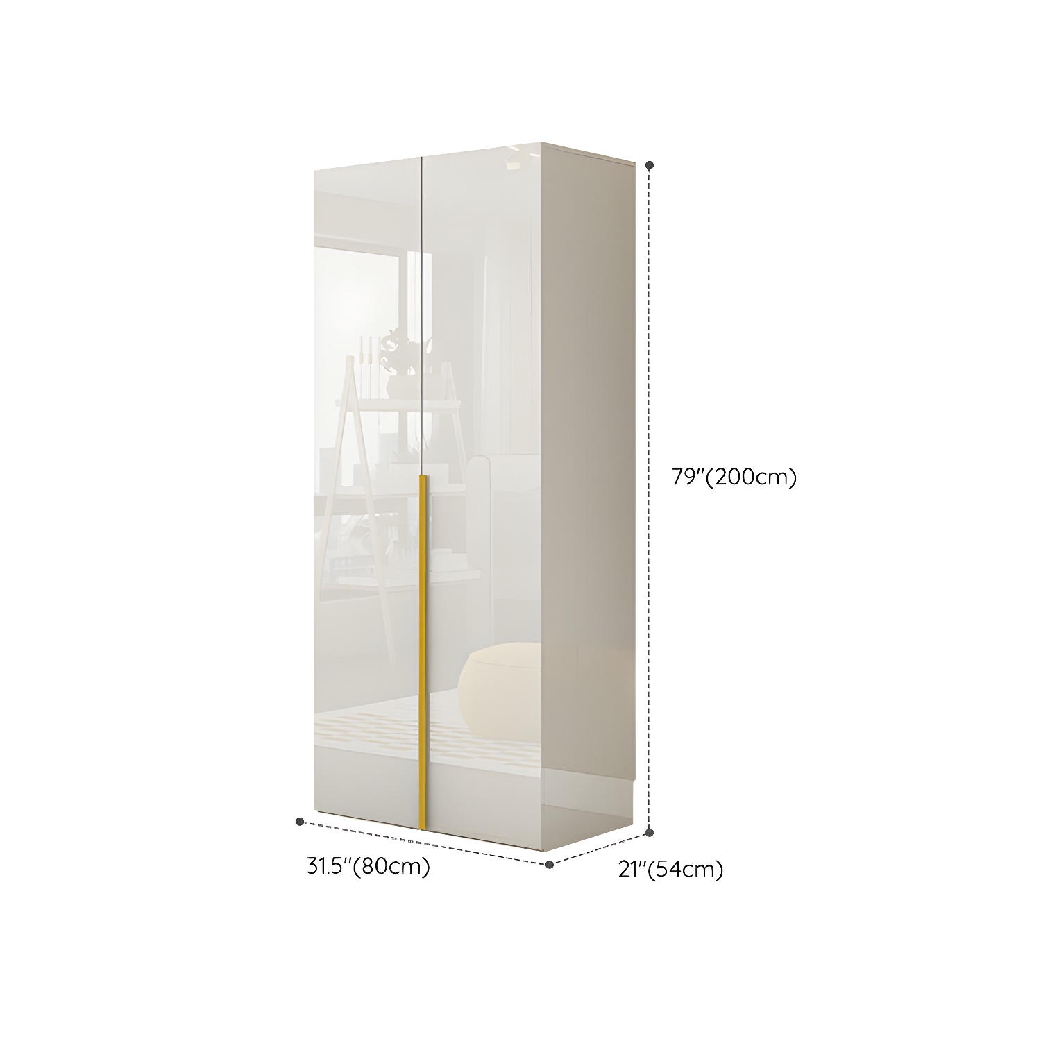 White Modern Style Wardrobe Cabinet Engineered Wood with Garment Rod - image 12