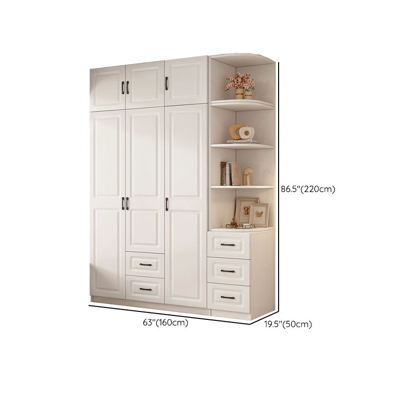 Casual Chalk Timber Wardrobe with Soft Close Drawer and Door, Interior Shelves, Hanging Rod - image 36