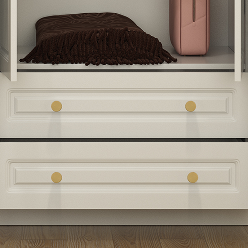 White Minimalist Lumber Wardrobe Closet with Soft Close Drawer, Soft Close Door, Interior Shelves, and Clothing Rod - image 7