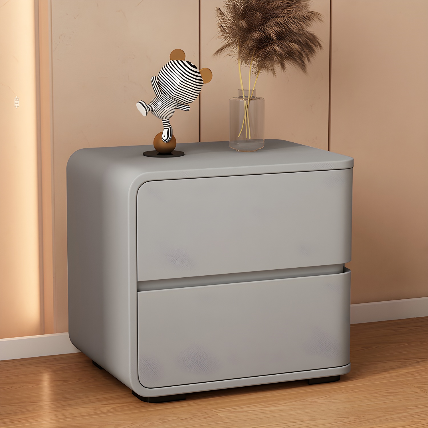 Contemporary Bed Nightstand Solid Wood Bedside Cabinet with 2 Drawers - image 4