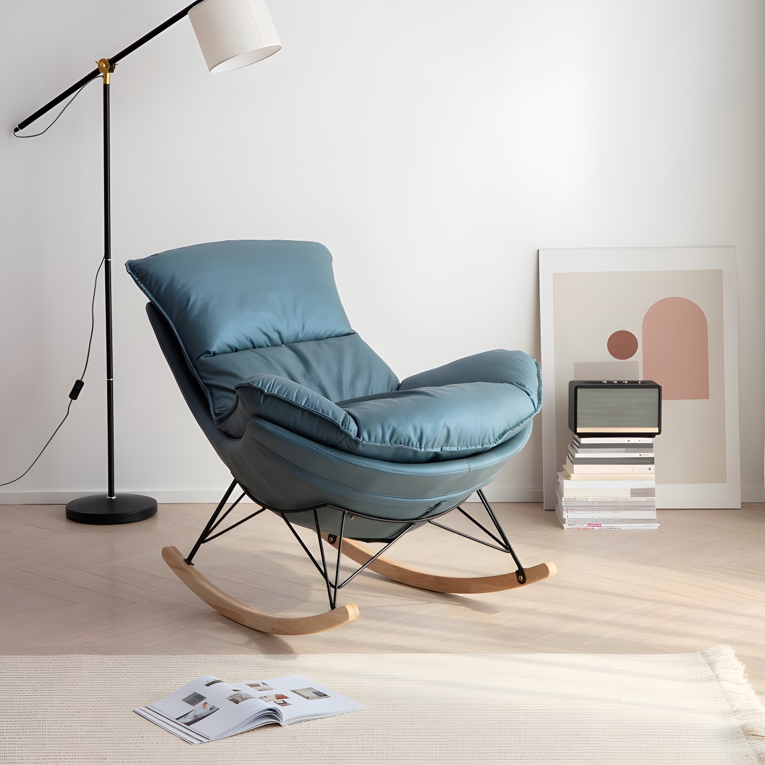 Contemporary Style Nursery Sofa Rocking Chair Indoor Rocking Chair with Ottoman - image 8