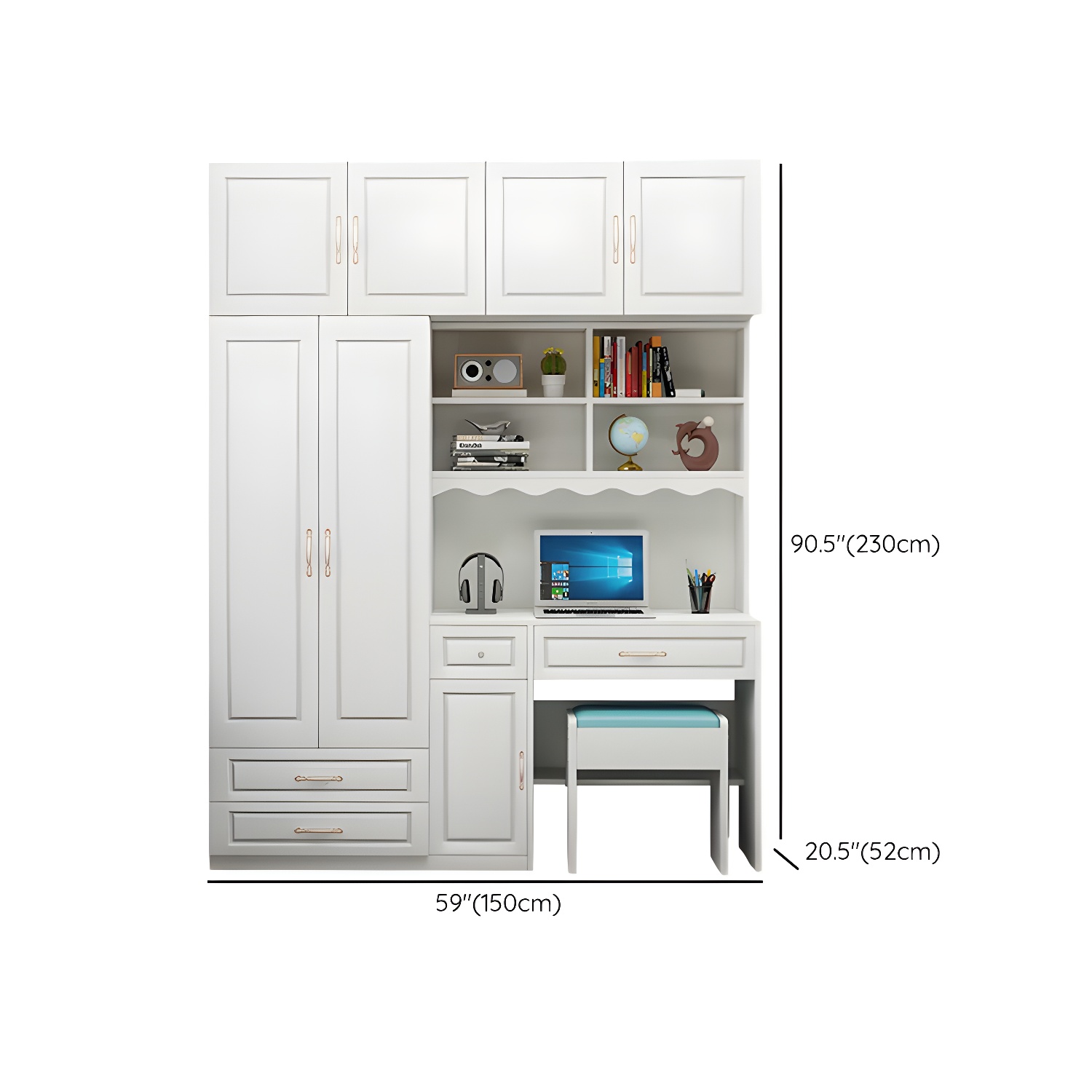 Modern White Wardrobe Armoire with Drawers & Clothing Rod Included - image 16