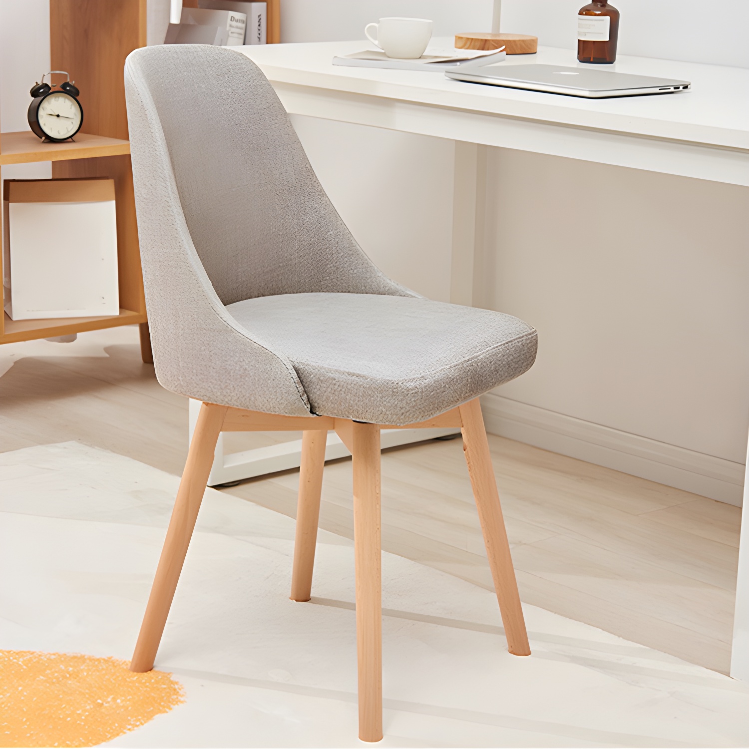 Upholstered Armless Dining Chairs Scandinavian Side Dining Chairs with Wood Legs - image 12