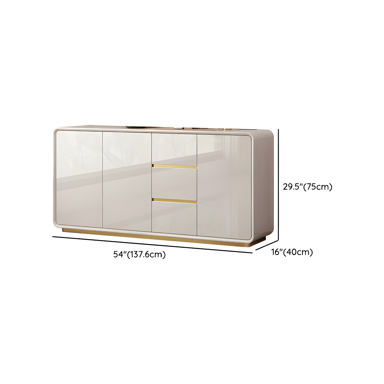 White Glam Sideboard Credenza with Adjustable Shelving and 3 Drawers - image 15