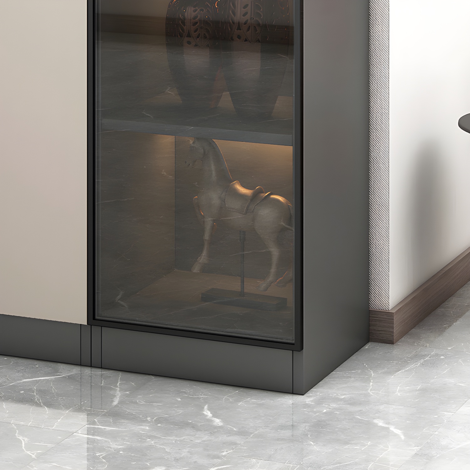 Accent Cabinet Rectangle Contemporary Glass Wood with Shelves - image 10