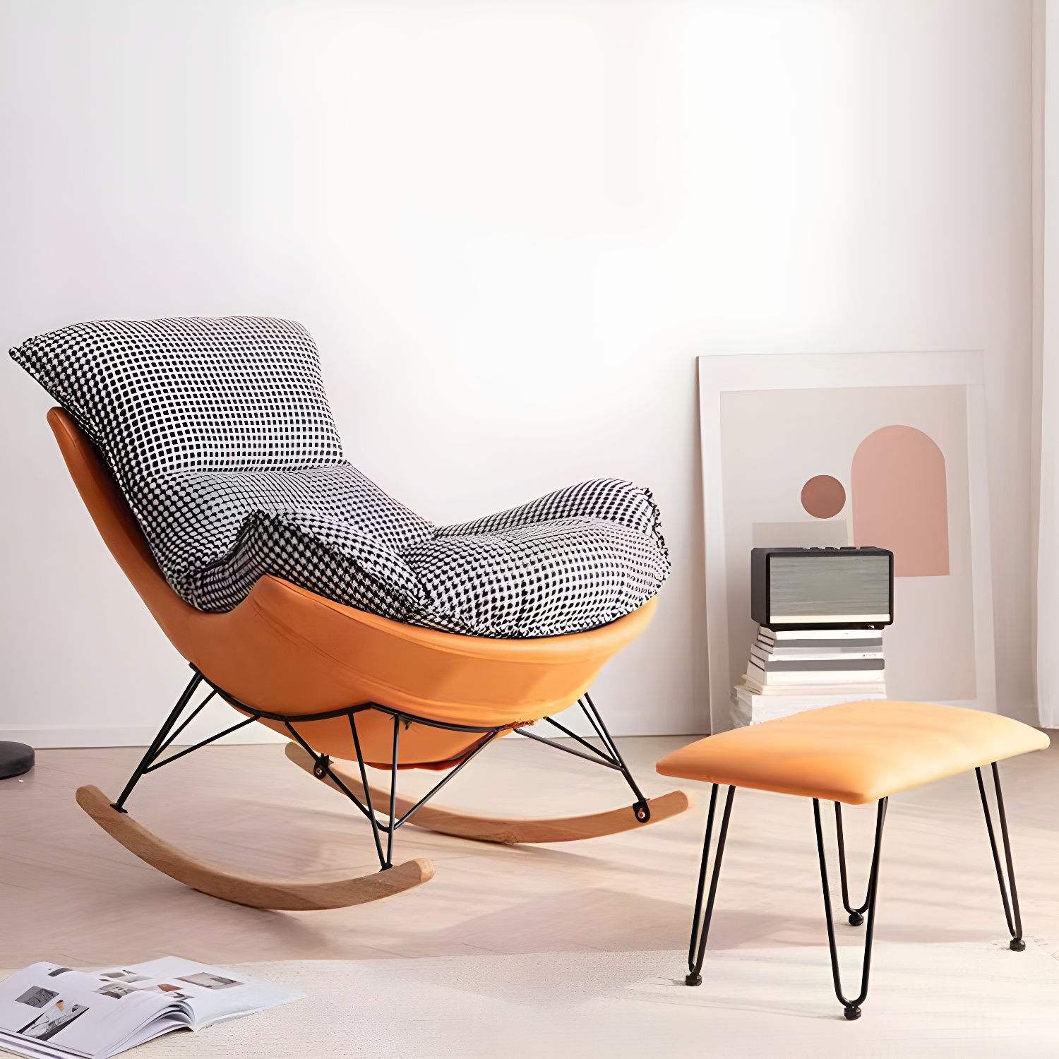 Modern Single Lazy Rocking Chair Indoor Sofa Rocking Chair with Cushion - image 10