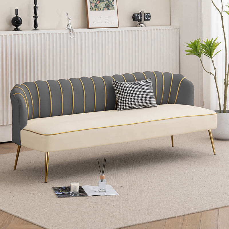 Modish Solid Color Stain Resistant Standard Sofa/Loveseat in Grey/Beige/Amber Color for 2/4-seater/3-seater with 1 Pillow