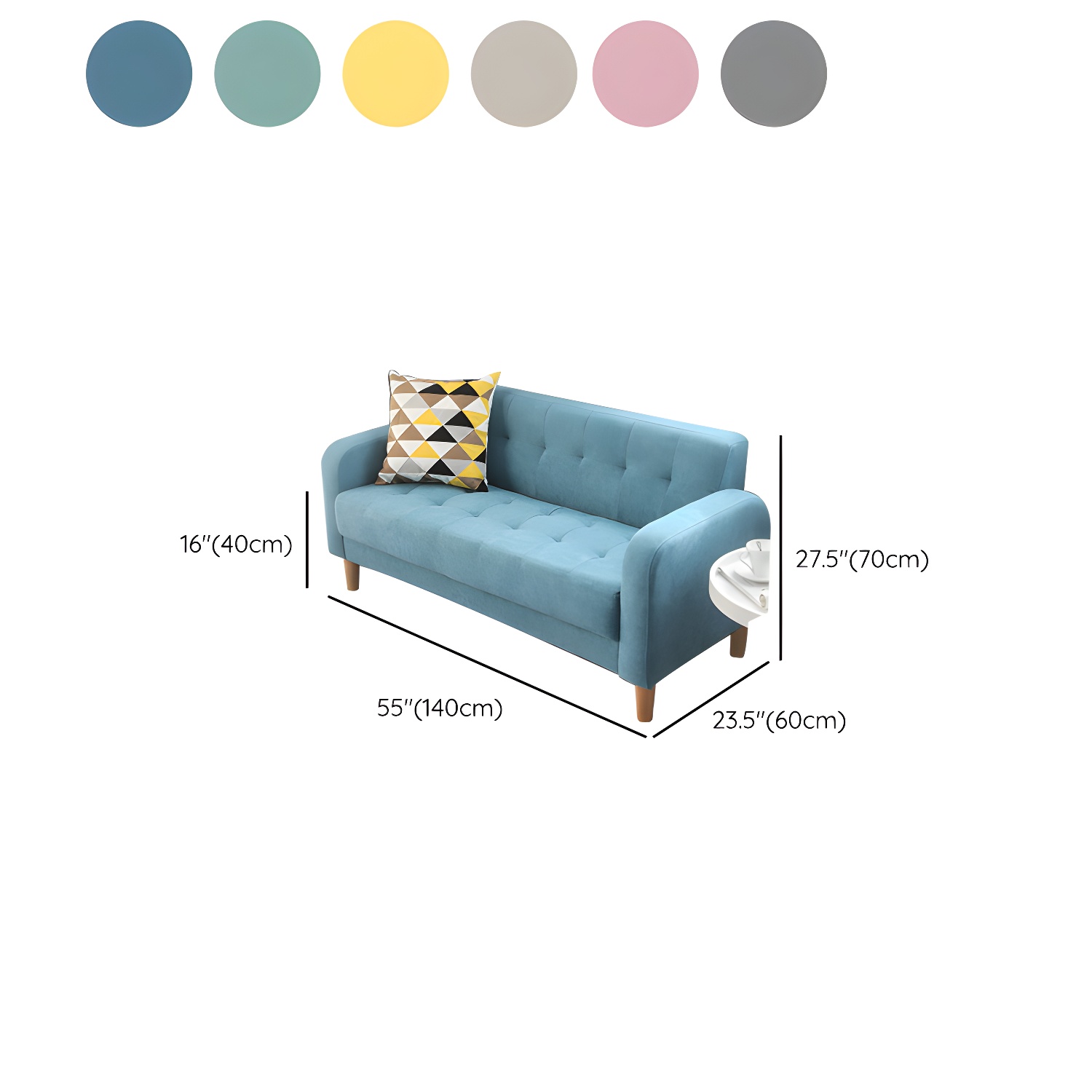 Tufted Fabric Sofa with Four Wooden Legs Square Tufted Sofa for Bonus Room - image 24