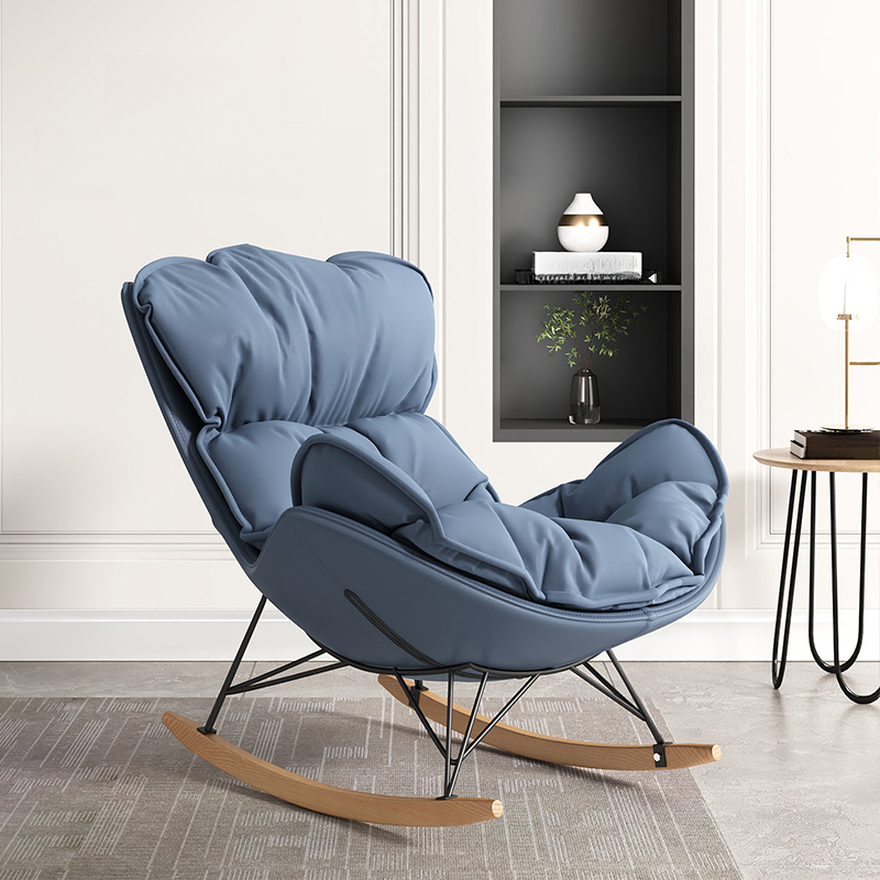 Metal Frame Damp-proof Cushioned Rocking Chair with Flared Arm in a Western Style