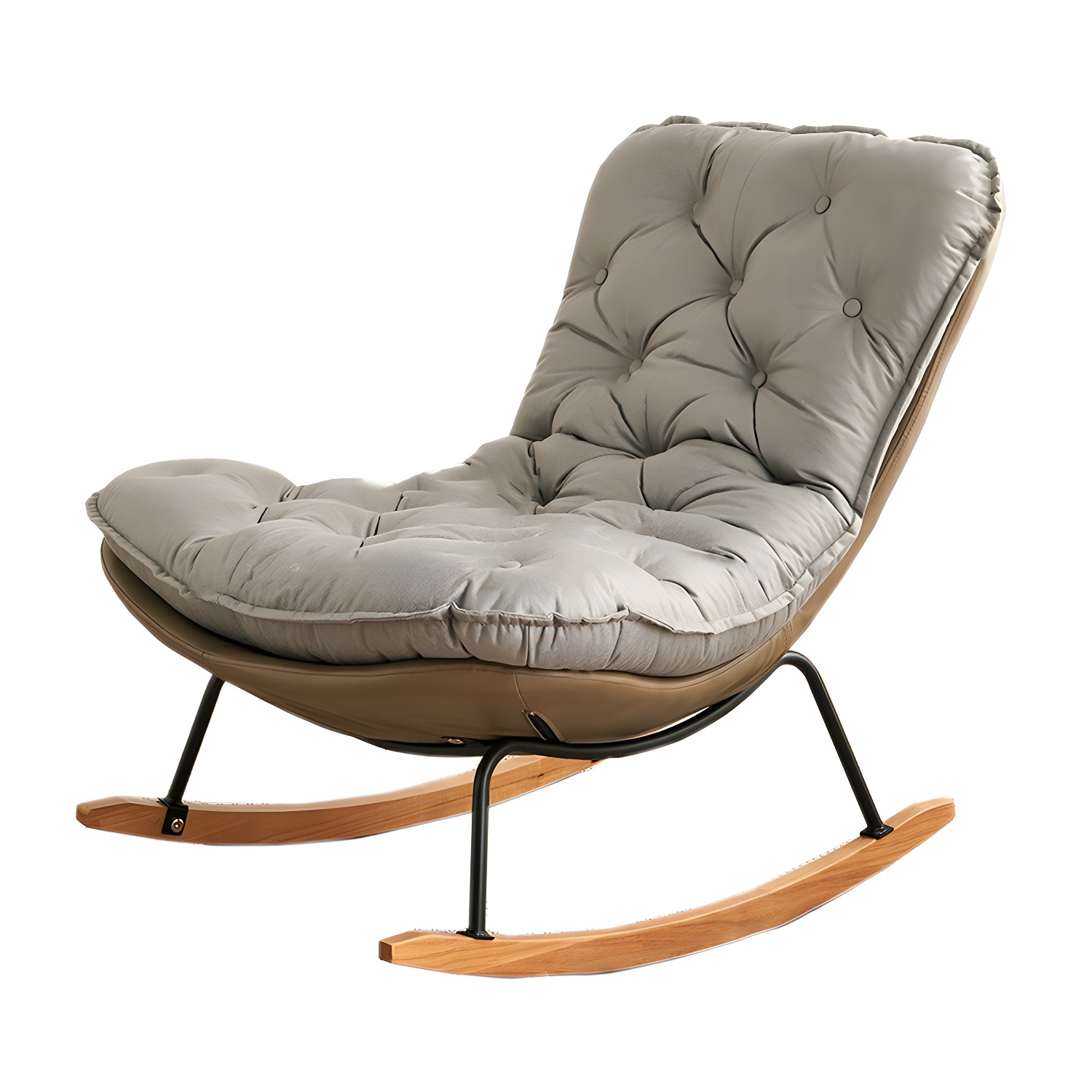 Stylish Modern Metal Rocking Chair with Tufted Upholstery and Stain-Resistant, Removable Cushions - image 3