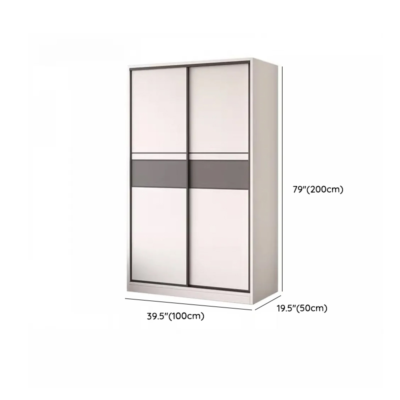 White Minimalist Manufactured Wood Independent Wardrobe Closet with Soft Close Door, Interior Shelves, and Slipping Mechanism - image 7