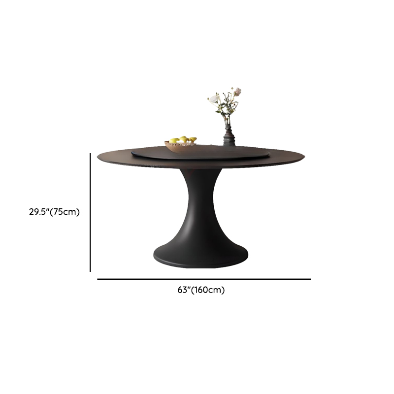 Circular Slate Dining Table Set with Stump Base, Back Seats for 6 or 4, in Espresso - image 8