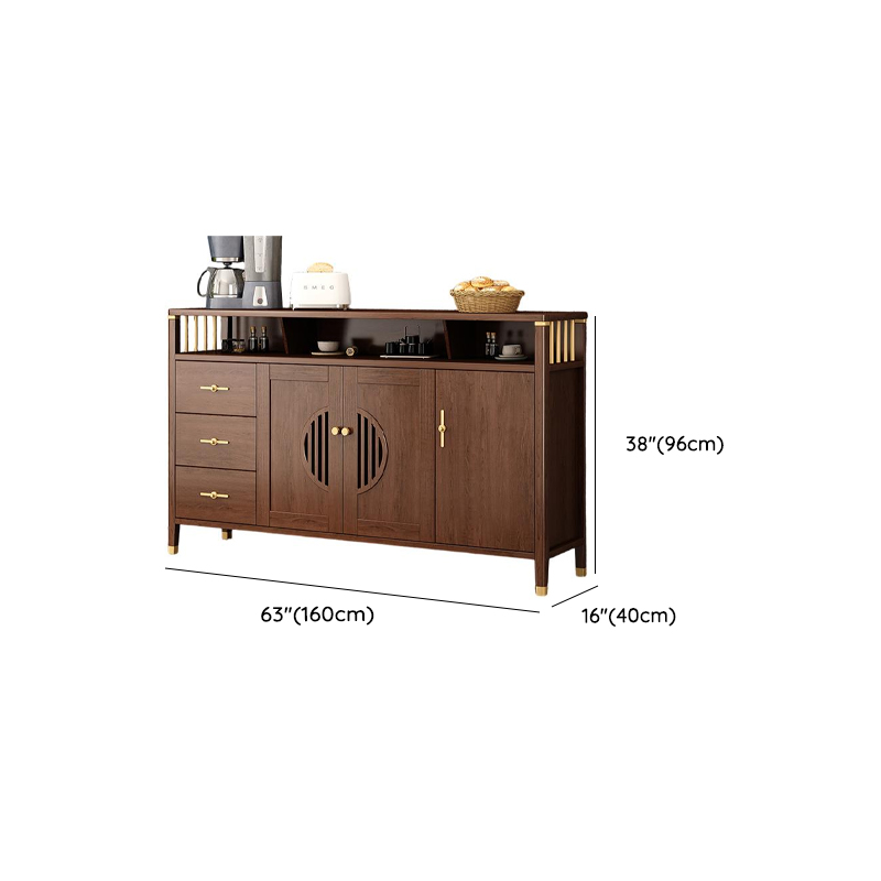 Espresso Standard/Wide/Narrow Timber Sideboard with 4 Doors/3 Doors/2 Doors, Adaptable Shelf and Pantry Hutch, 3 Drawers/6 Drawers/2 Drawers Included/Not Included - image 18