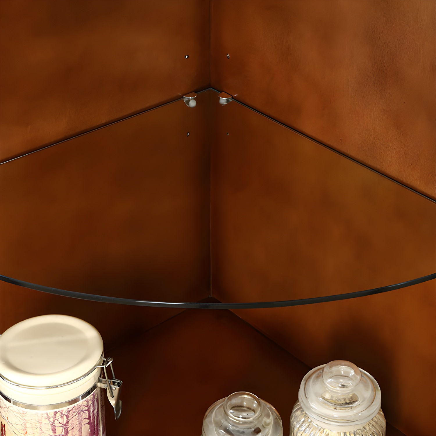 Corner Mid-Century Modern Accent Cabinet with Wood Counter Top and 3 Shelves - image 9