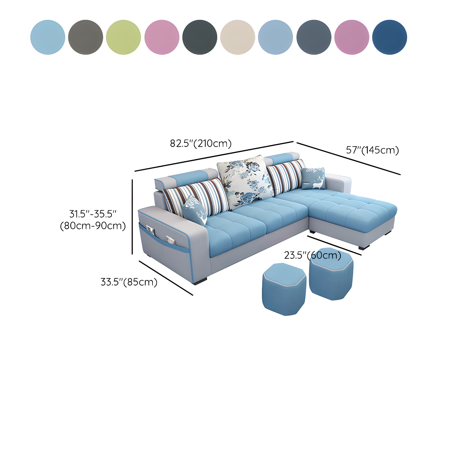 Modern L-Shaped Linen Sectional Sofa with Ottoman and Slipcover, Reversible Design - image 19
