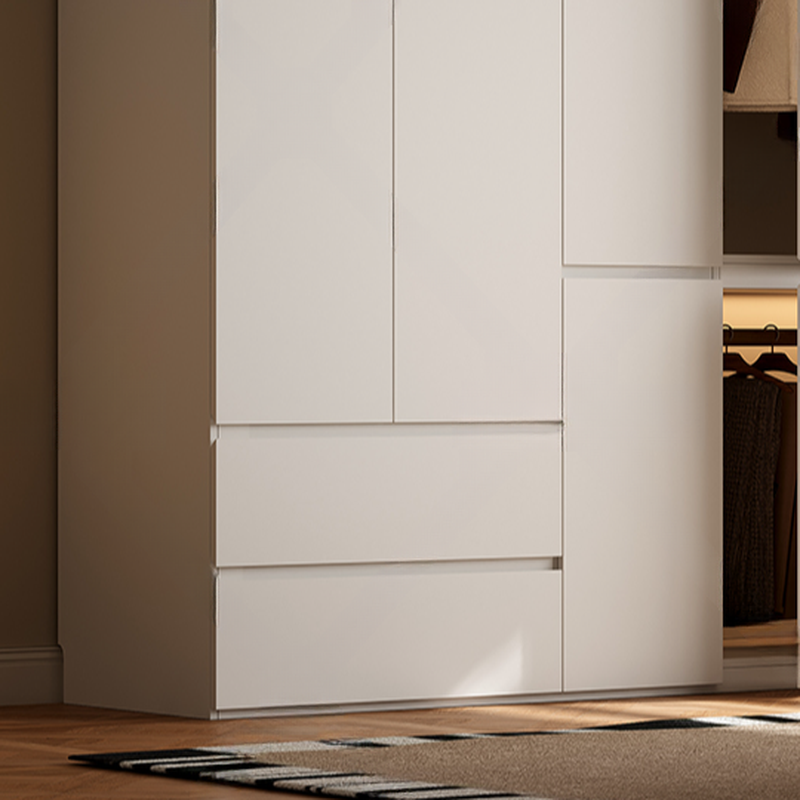 Chalk Modern Natural Wood Standalone Almirah with Soft Close Drawer, Interior Shelves, and Hanging Rod - image 6