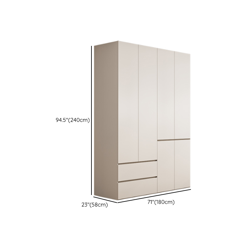 White Minimalist Manufactured Wood Wardrobe Closet with 2 Drawers, Soft Close Door, Interior Shelves, and Clothing Rod - image 18