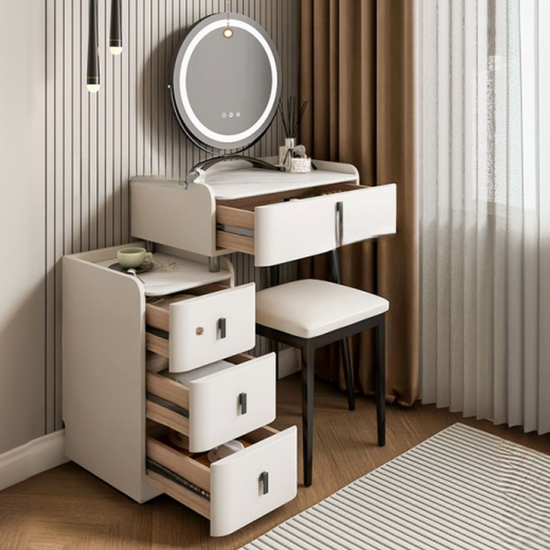 Orange/Gray/Beige Vanity Set with Drawers and Adjustable Brightness Mirror - image 7