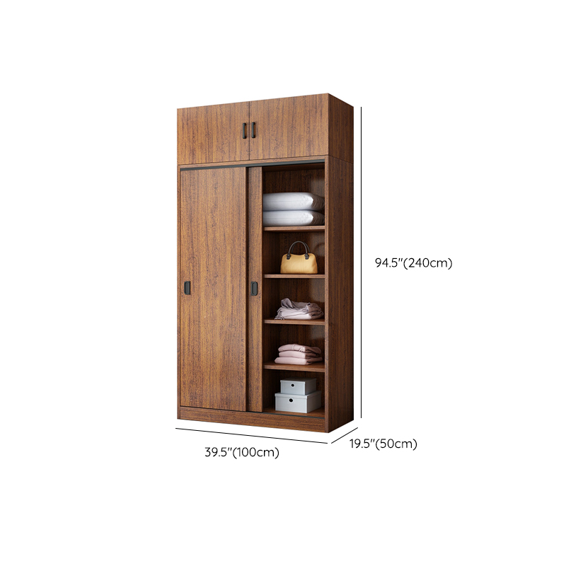 Modern Wooden Wardrobe Armoire with 3 Clothing Rods and Interior Shelves - image 28