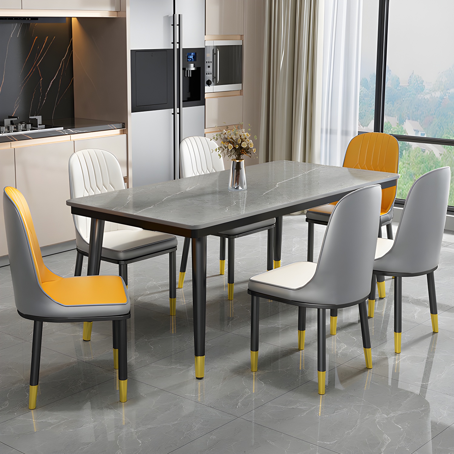 Industrial Standard Rectangle Shape Dining Table Sintered Stone Top Dining Table for Kitchen - image 11