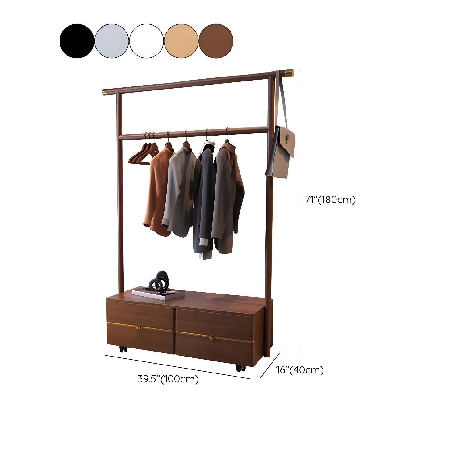 Contemporary Movable Wardrobe Wooden Bedroom Armoire with Drawers - image 19