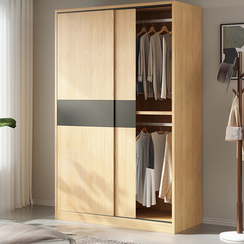 Modish Wooden Independent Armoire Cabinet with Soft Close Door, Interior Shelves, and Clothing Rod