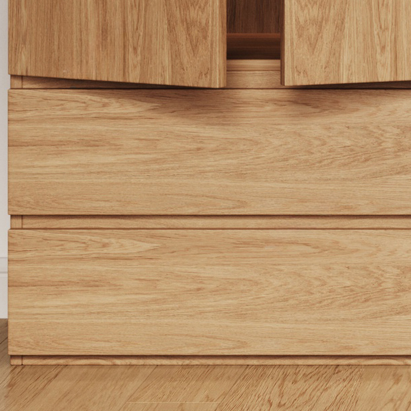 Wood Grain Minimalist Manufactured Wood Wardrobe Closet with 2 Drawers, Soft Close Door, Interior Shelves, and Clothing Rod - image 3