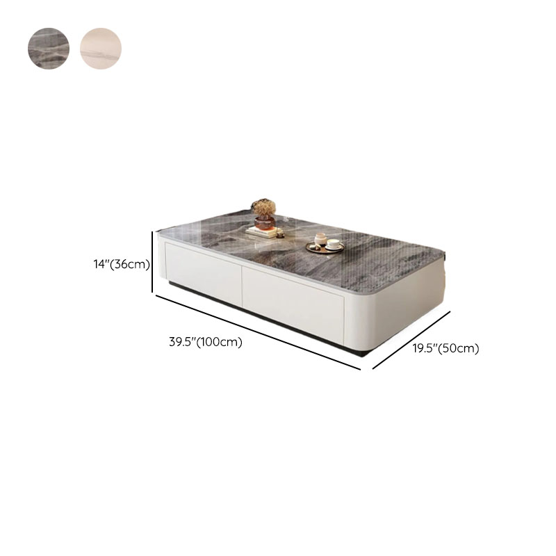 Contemporary Design Single Set Geometric Figure Rock Top Board Game Coffee Table with Block Base in Gray/Chalk and 2 Drawers - image 16