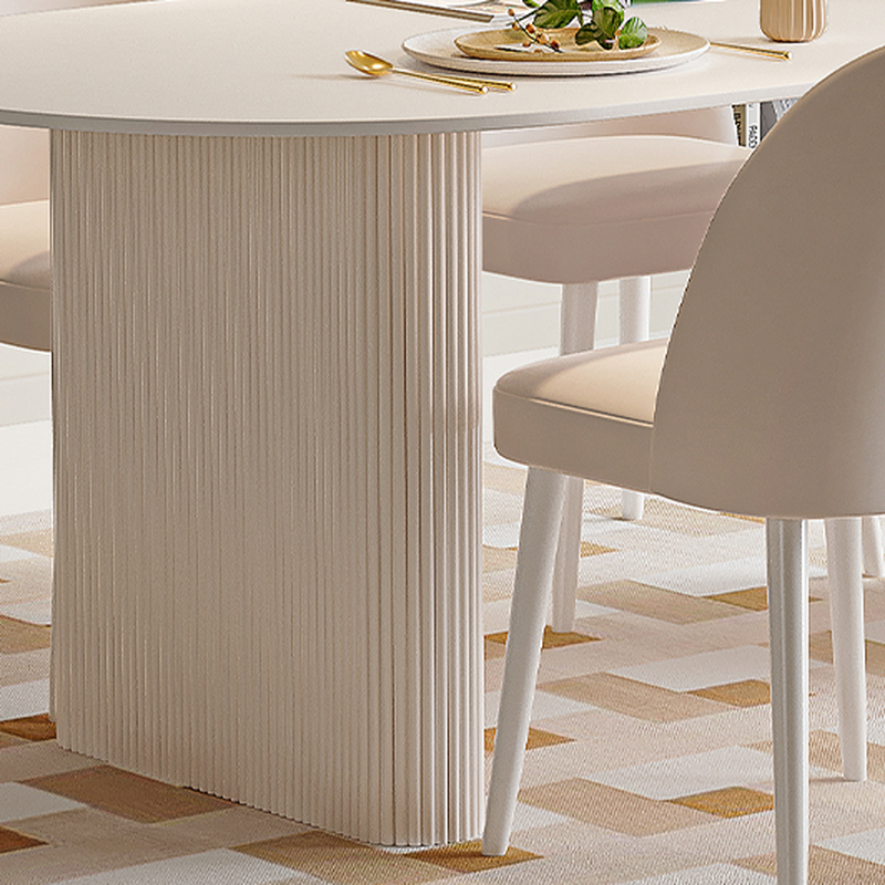 Oval Dining Table Set with Two-sided Pedestal, Enclosed Back, Fixed Table, Padded Chair, 5-piece in White - image 6