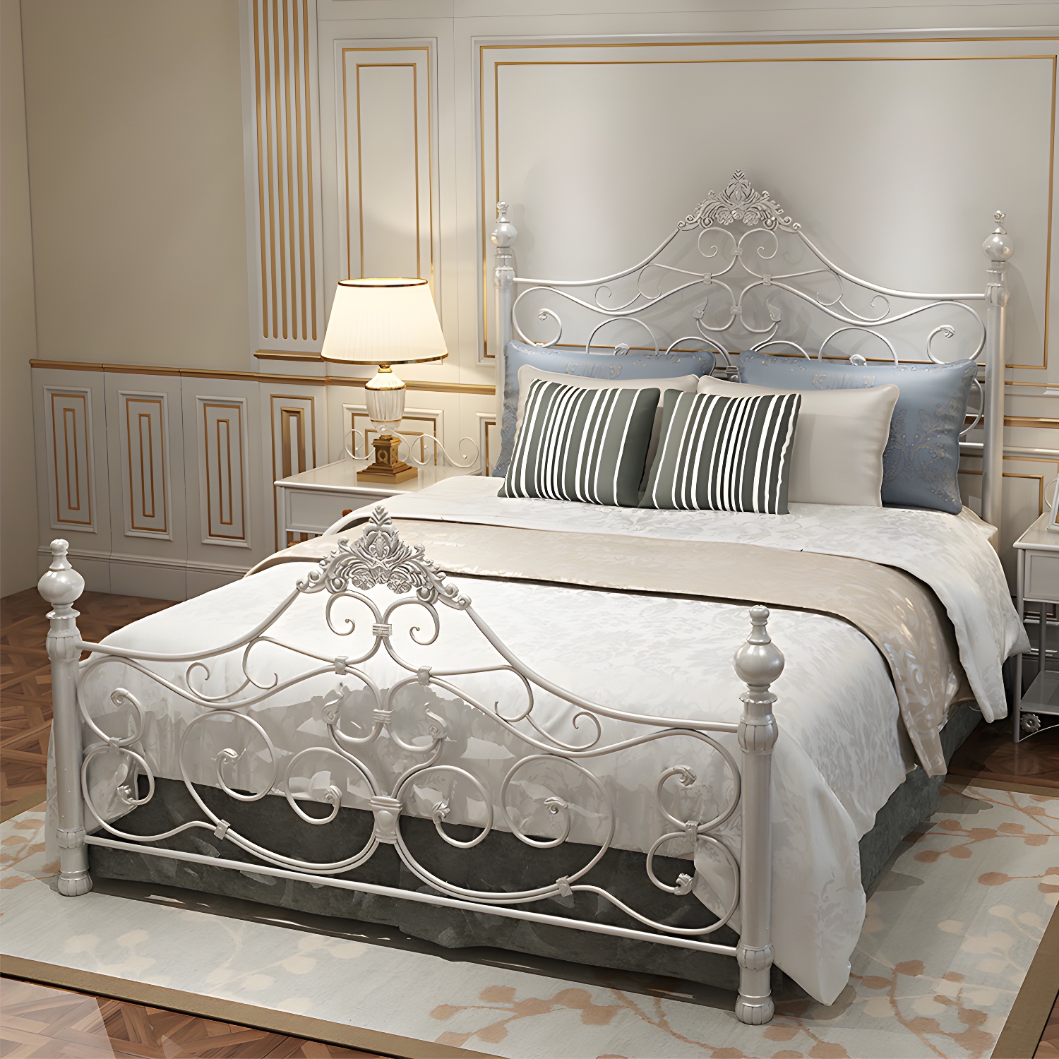 Industrial Antique Metal Bed Frame Wire-Grid Low Profile Open-Frame Bed - image 5
