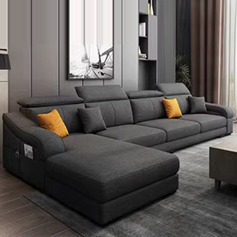 L-Shape Left Sofa Chaise for 5-seater with Sloped Arms in a Trendy Style - image 4