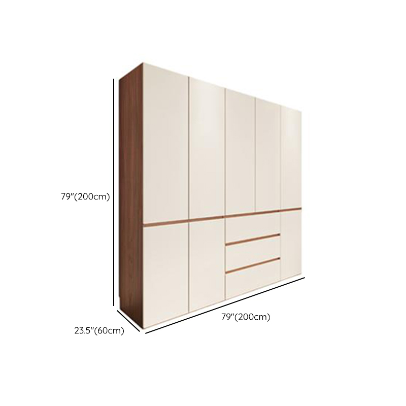 White Minimalist Manufactured Wood Wardrobe Closet with 3-Drawer, Soft Close Door, Interior Shelves, and Clothing Rod - image 10