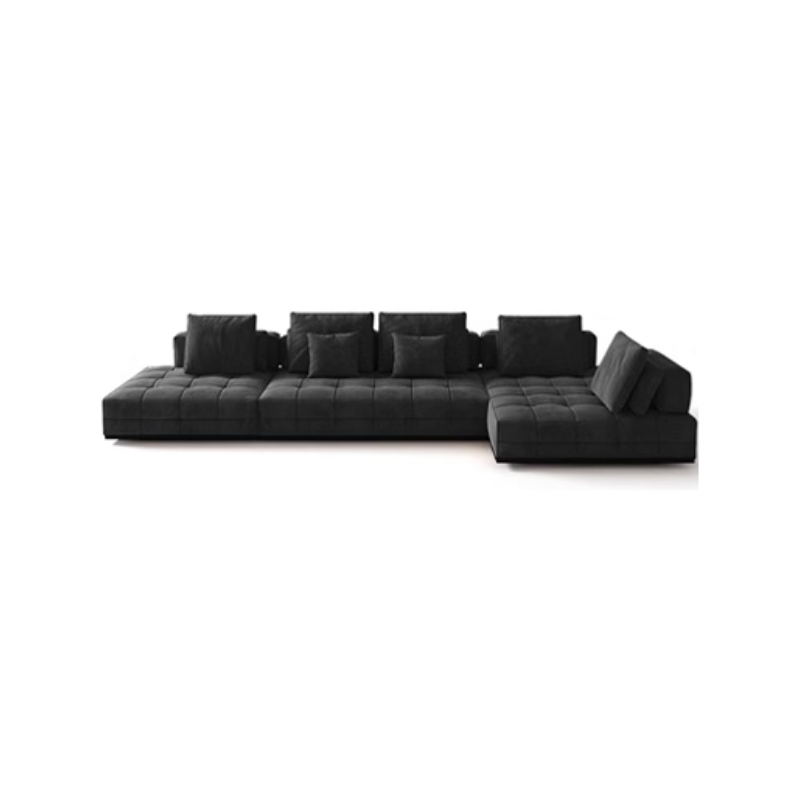 L-Shape Corner Sectional in Dark with Button-tufted Upholstery