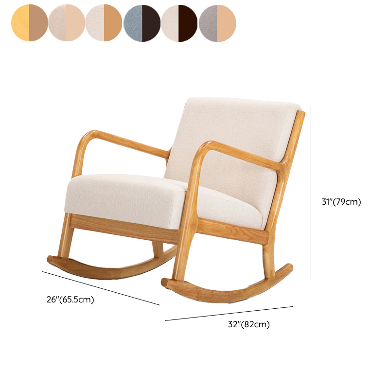 Modern Simple Style Wood Rocking Chair Couch with Cushioned Upholstery & Track Arm - image 12