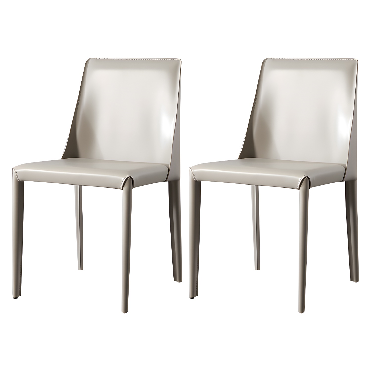 Solid Back Armless Dining Chairs Indoor Leather Side Chairs with Metal Legs - image 5