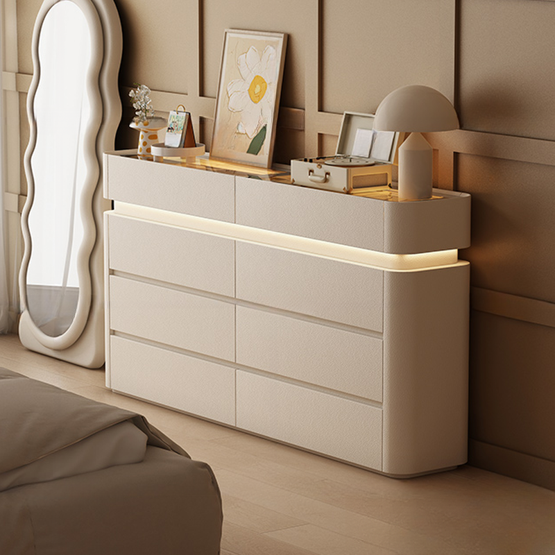 Simplistic Hardwood Double Dresser with 8 Horizontal Drawers and LED Lights - image 10