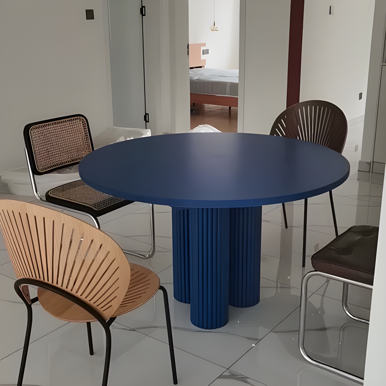 Modern Casual Dining Table Round Top Dinner Table Kitchen Home - image 6