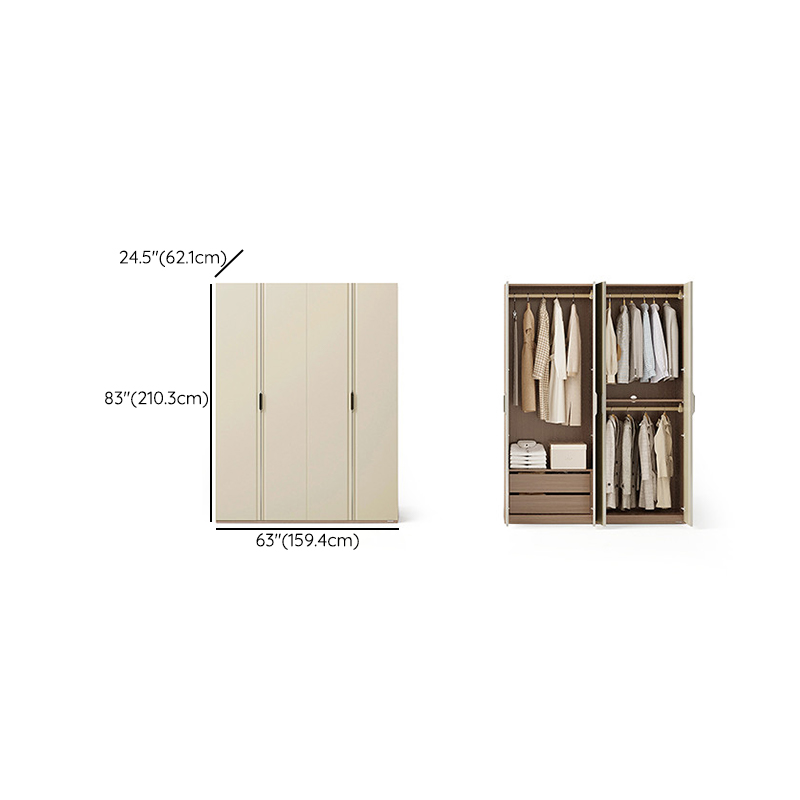 Beige Modish Wooden Armoire Cabinet with Soft Close Drawer, Soft Close Door, Interior Shelves, and Clothing Rod - image 13