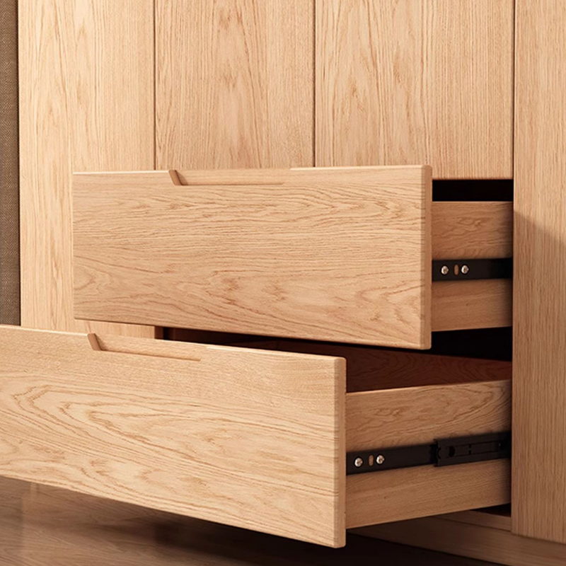 Stylish Natural Wood Wardrobe Armoire with Drawers and Silent Buffer Door Hinge - image 8