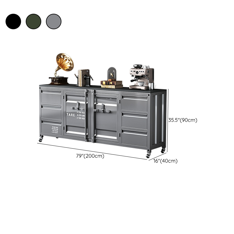 Industrial Metal Sideboard Credenza with Cabinets and Drawers - image 21